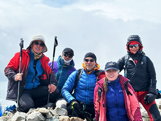 Mongolia Trekking team on Mt.Malchin summit.